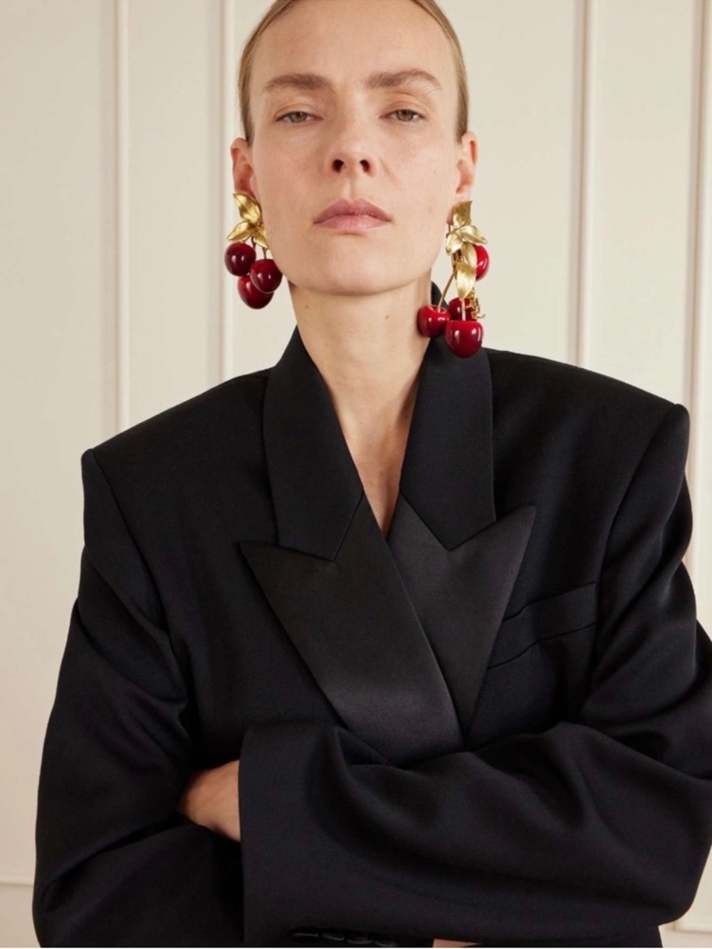 Saint Laurent Cassandre Cherry Cerises gold-tone and resin clip earrings